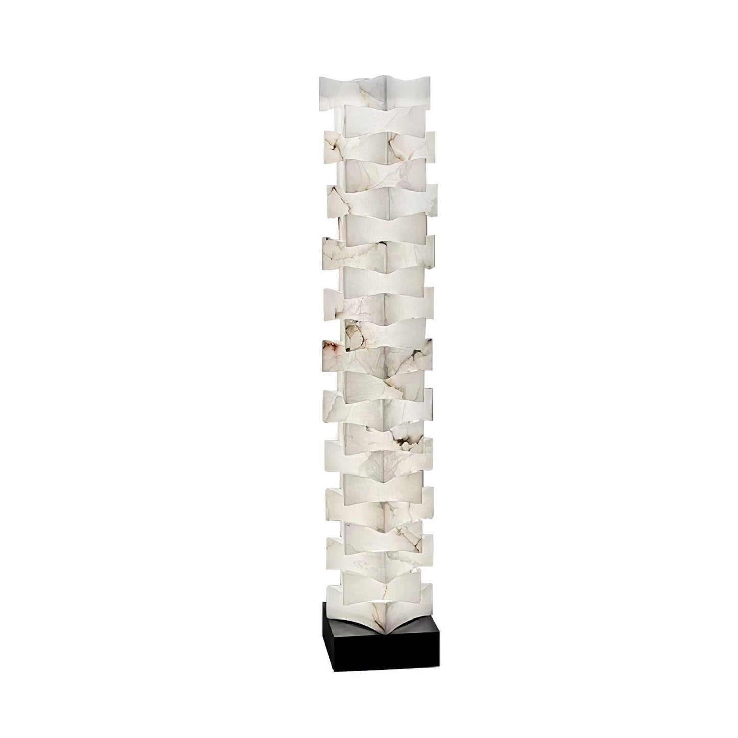 Stacked Alabaster Squares Floor Lamp with LED Light