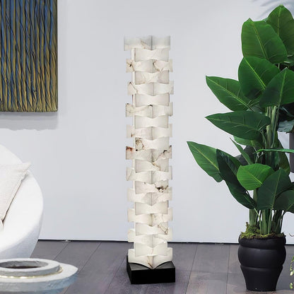 Stacked Alabaster Squares Floor Lamp with LED Light
