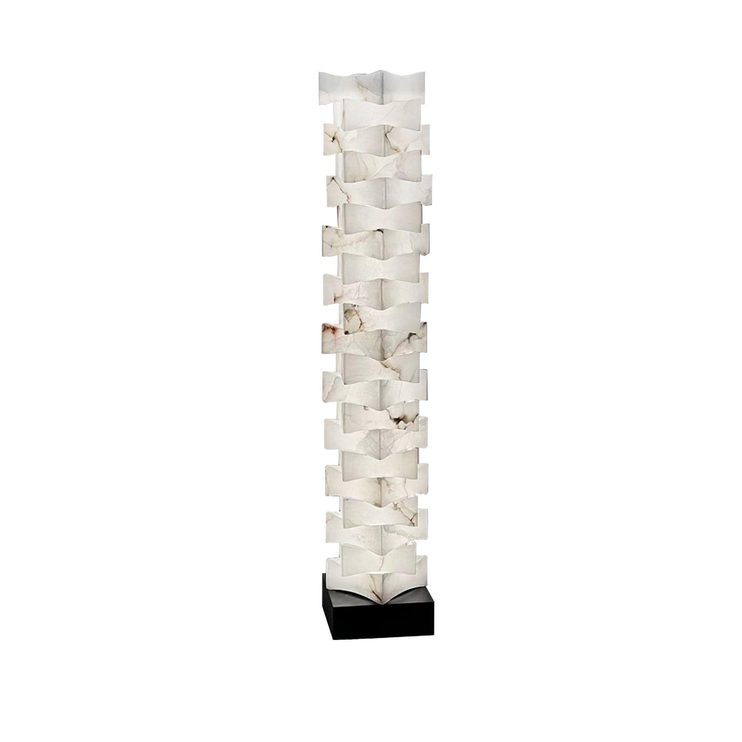 Stacked Alabaster Squares Floor Lamp with LED Light