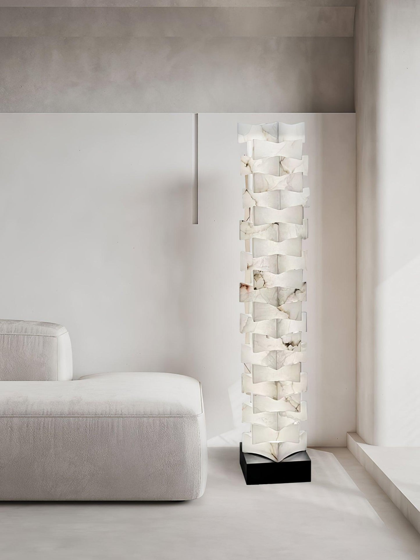 Stacked Alabaster Squares Floor Lamp with LED Light
