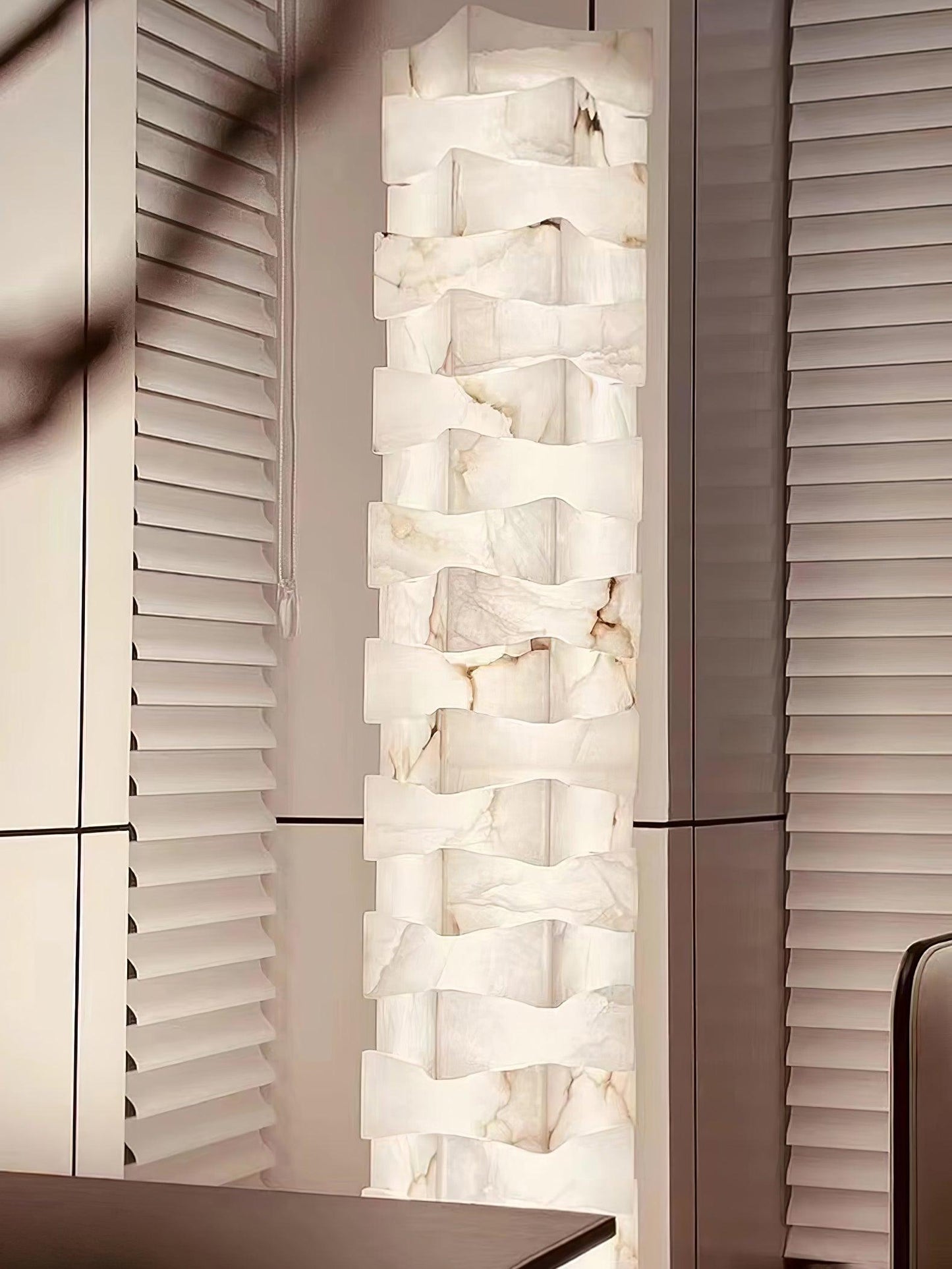 Stacked Alabaster Squares Floor Lamp with LED Light