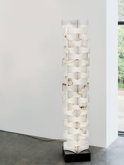 Stacked Alabaster Squares Floor Lamp with LED Light