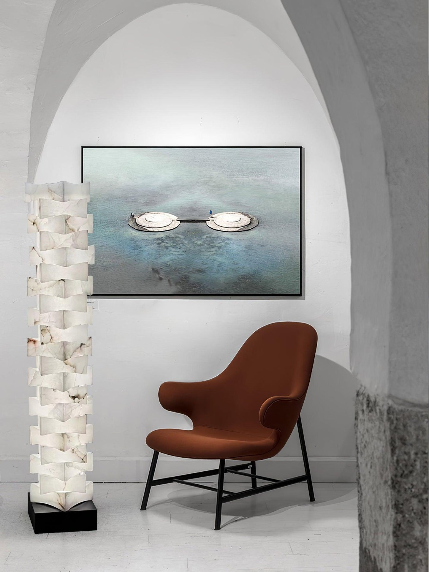 Stacked Alabaster Squares Floor Lamp with LED Light