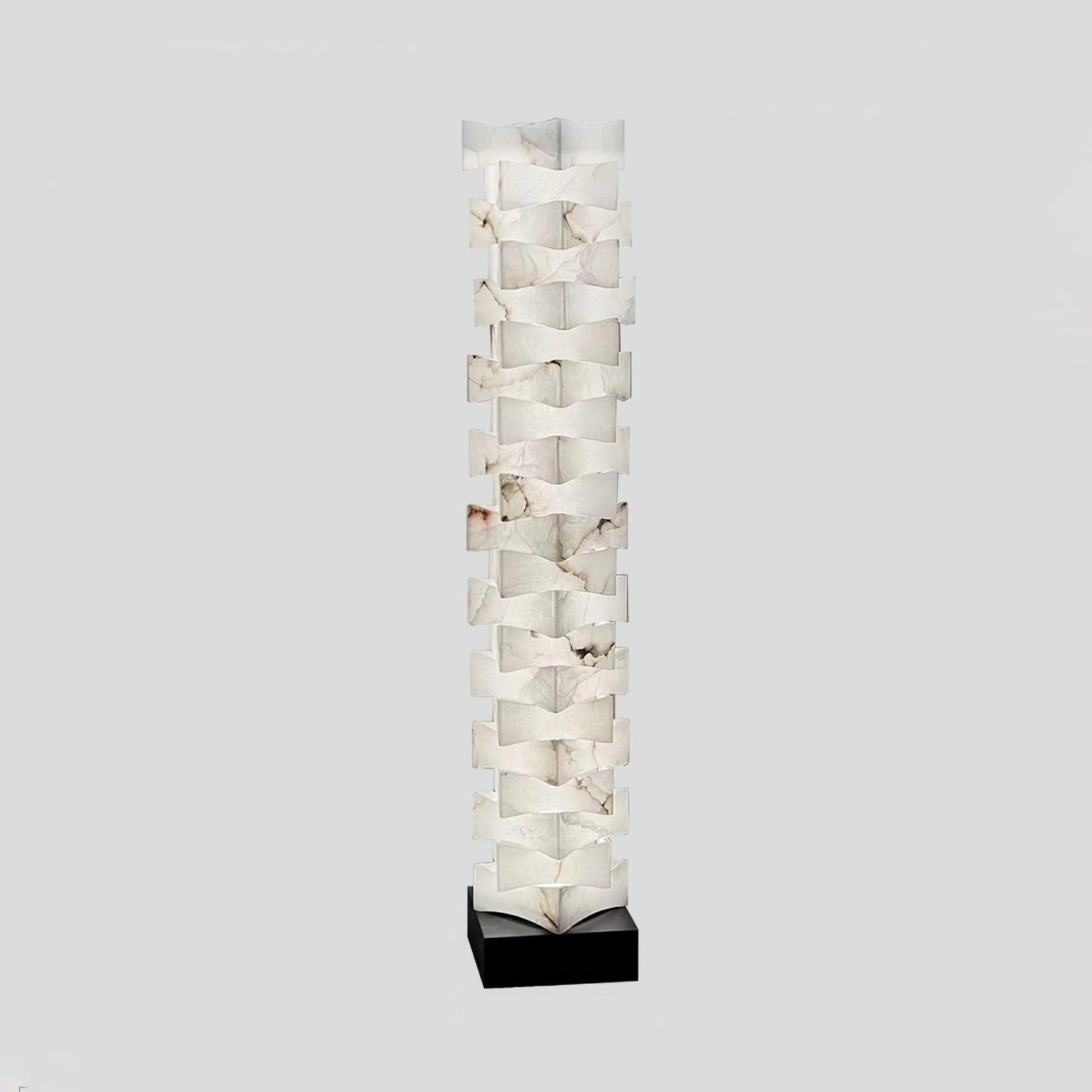 Stacked Alabaster Squares Floor Lamp with LED Light