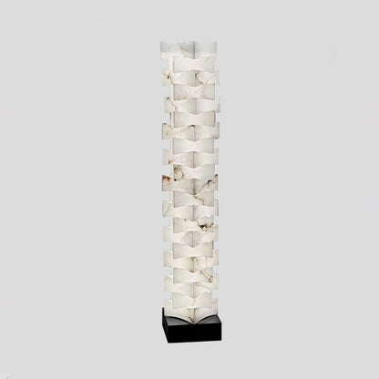 Stacked Alabaster Squares Floor Lamp with LED Light