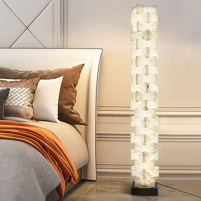Stacked Alabaster Squares Floor Lamp with LED Light