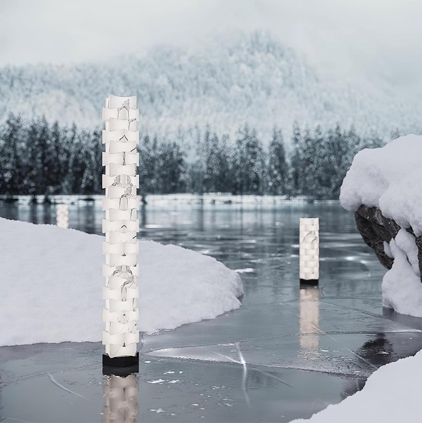 Stacked Alabaster Squares Floor Lamp with LED Light