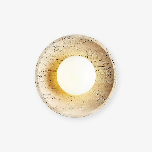 Stone Lunar Eclipse Wall Light - LED Travertine Design