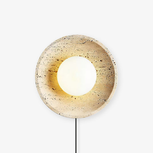 Stone Eclipse Plug-in Wall Light - Yellow Travertine LED