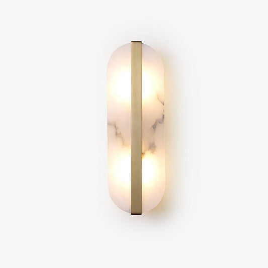 Stone Wall Alabaster LED Sconce - Brass Accent Light
