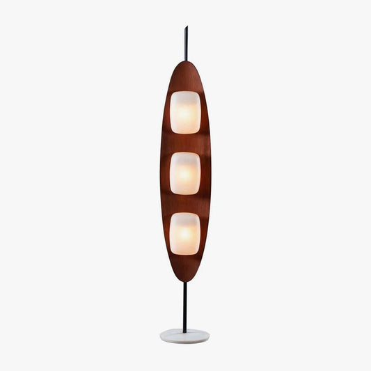 Surfboard Floor Lamp with Teak Finish and LED Light