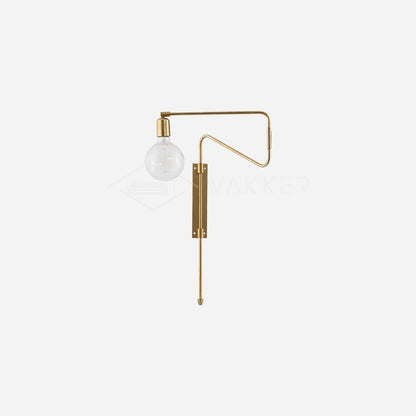 Swing Wall Lamp Set of 2, Industrial LED Design, Brass Finish
