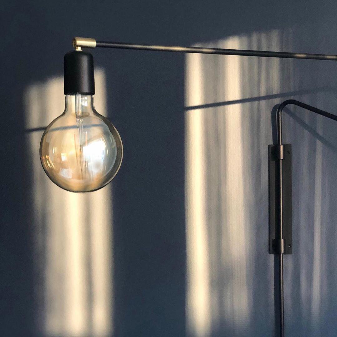 Swing Wall Lamp Set of 2, Industrial LED Design, Brass Finish