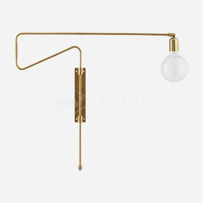 Swing Wall Lamp Set of 2, Industrial LED Design, Brass Finish