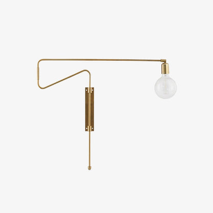 Swing Wall Lamp Set of 2, Industrial LED Design, Brass Finish