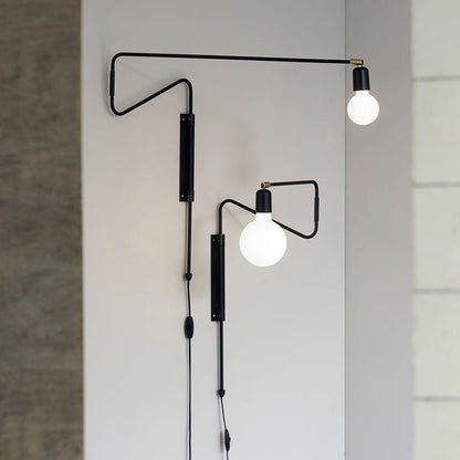 Swing Wall Lamp Set of 2, Industrial LED Design, Brass Finish