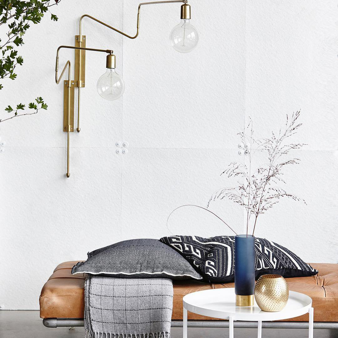 Swing Wall Lamp Set of 2, Industrial LED Design, Brass Finish