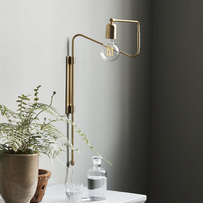 Swing Wall Lamp Set of 2, Industrial LED Design, Brass Finish