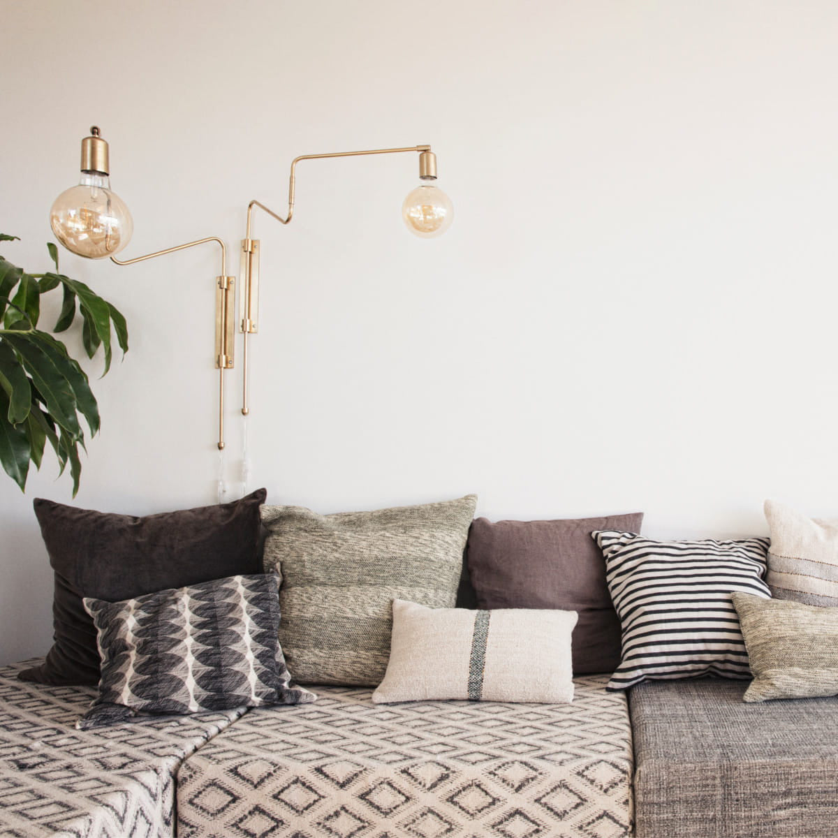Swing Wall Lamp Set of 2, Industrial LED Design, Brass Finish