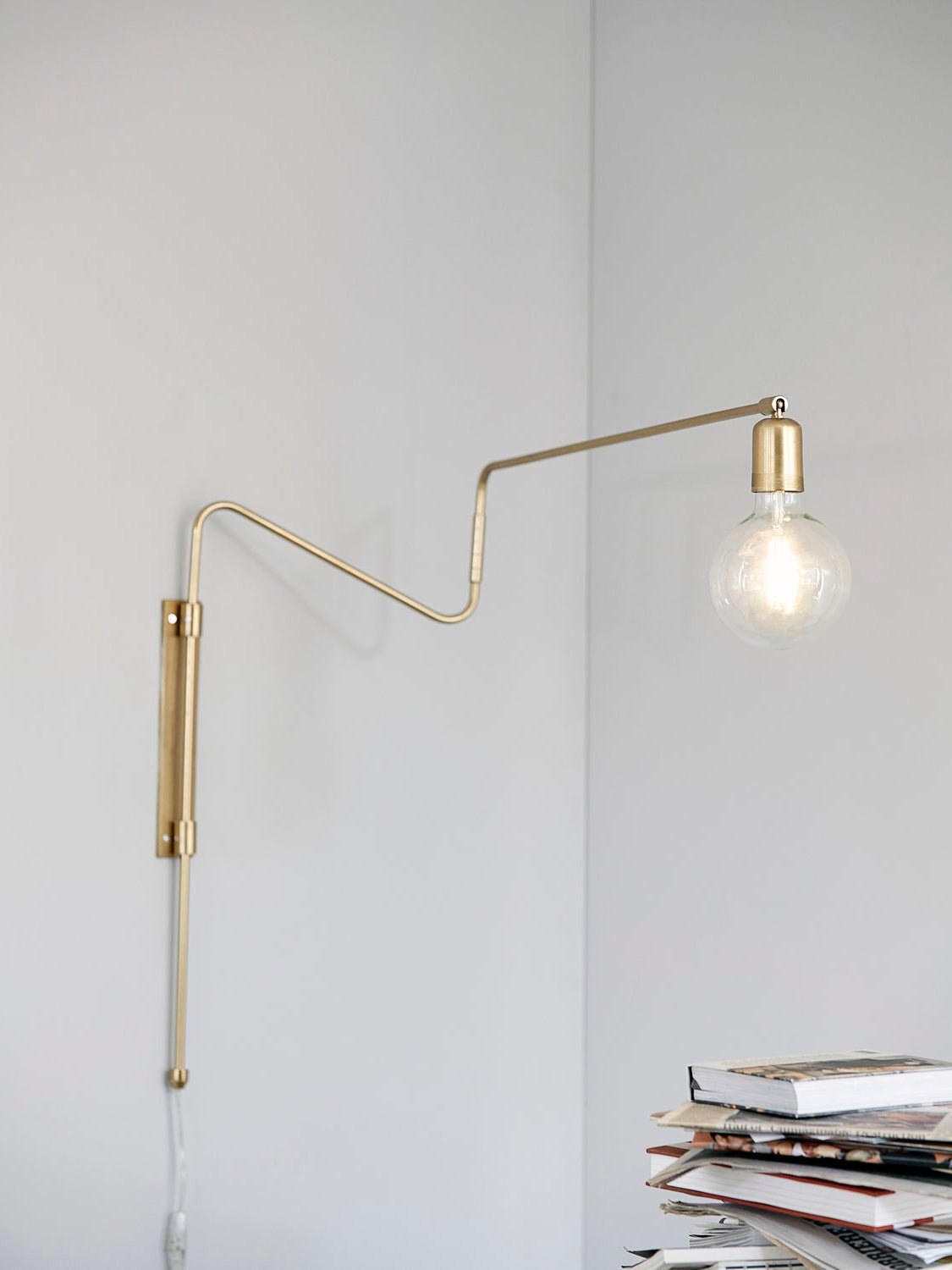 Swing Wall Lamp Set of 2, Industrial LED Design, Brass Finish