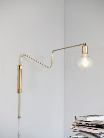 Swing Wall Lamp Set of 2, Industrial LED Design, Brass Finish