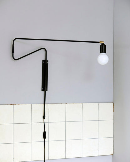 Swing Wall Lamp Set of 2, Industrial LED Design, Brass Finish
