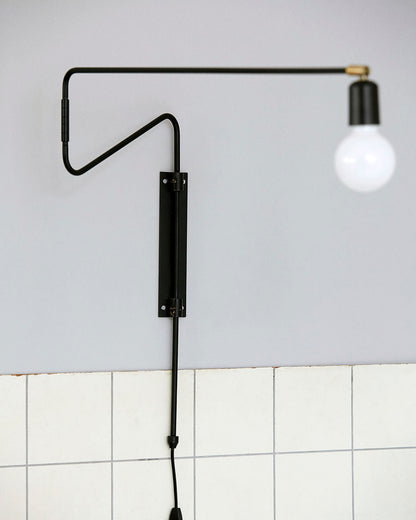 Swing Wall Lamp Set of 2, Industrial LED Design, Brass Finish