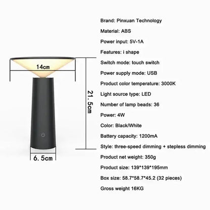 Wireless Table Lamp - Modern Design, Flexible Placement, Warm Light