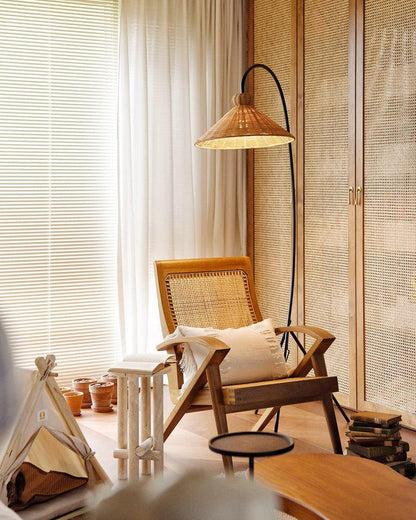Tana Woven Floor Lamp with Rattan Shade and LED Option