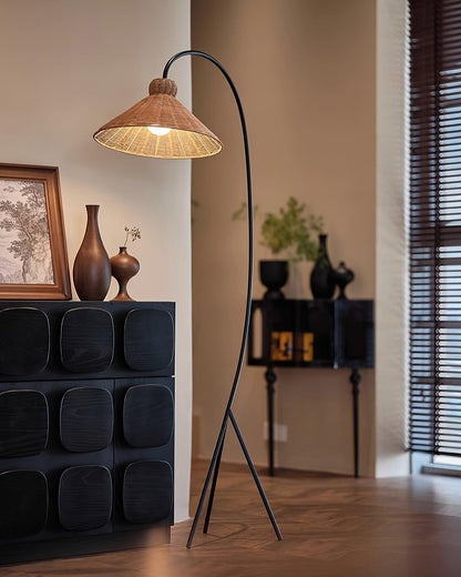 Tana Woven Floor Lamp with Rattan Shade and LED Option