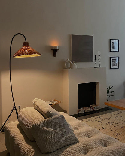 Tana Woven Floor Lamp with Rattan Shade and LED Option