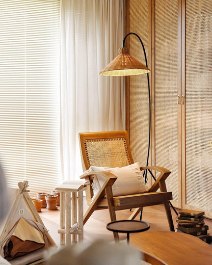 Tana Woven Floor Lamp with Rattan Shade and LED Option