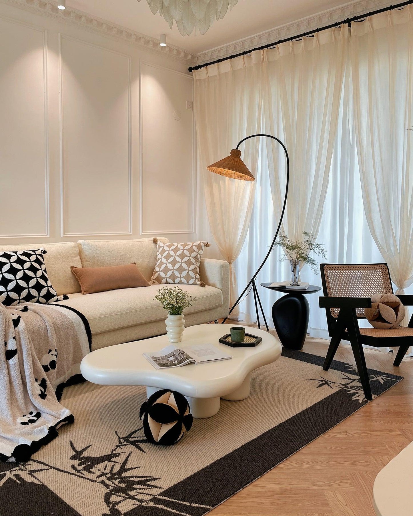 Tana Woven Floor Lamp with Rattan Shade and LED Option