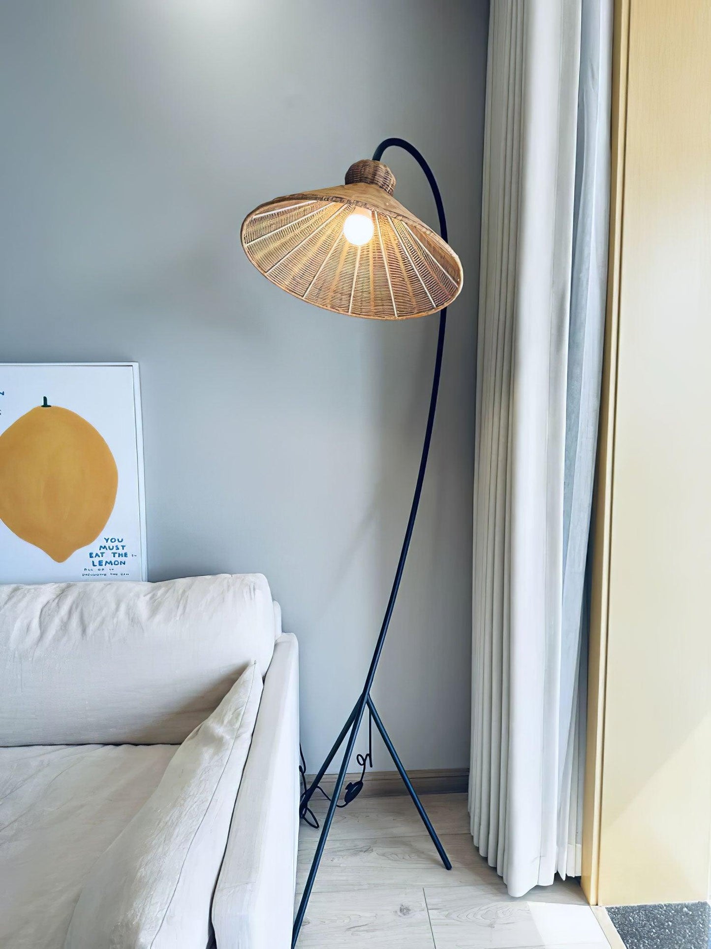Tana Woven Floor Lamp with Rattan Shade and LED Option