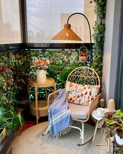 Tana Woven Floor Lamp with Rattan Shade and LED Option