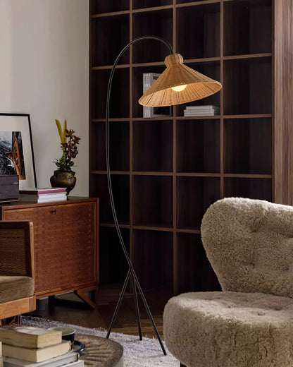 Tana Woven Floor Lamp with Rattan Shade and LED Option