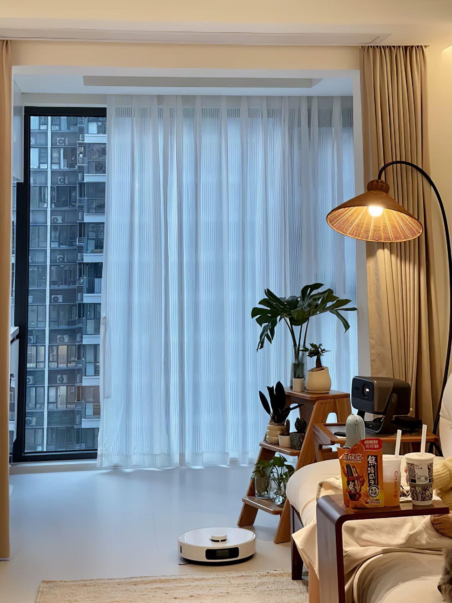 Tana Woven Floor Lamp with Rattan Shade and LED Option