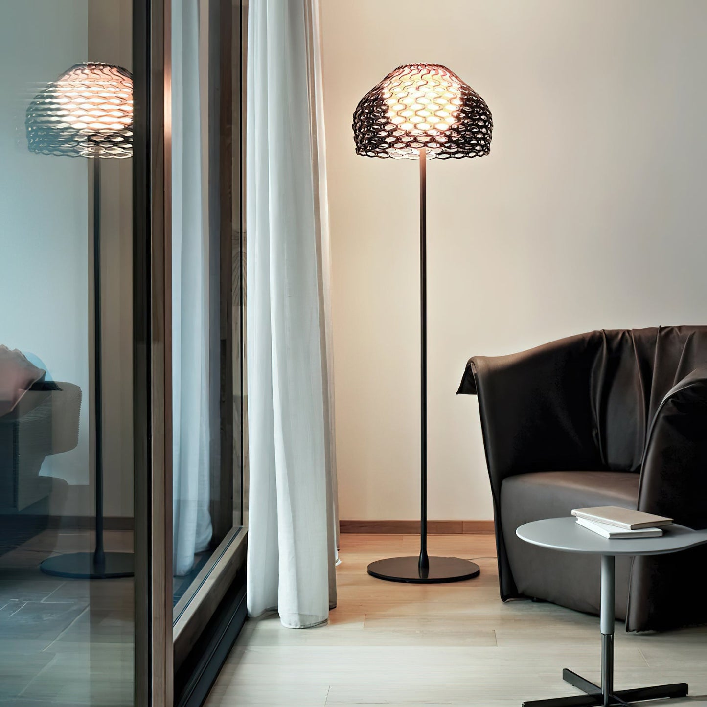 Armadillo Floor Lamp LED Indoor Lighting in White Brown