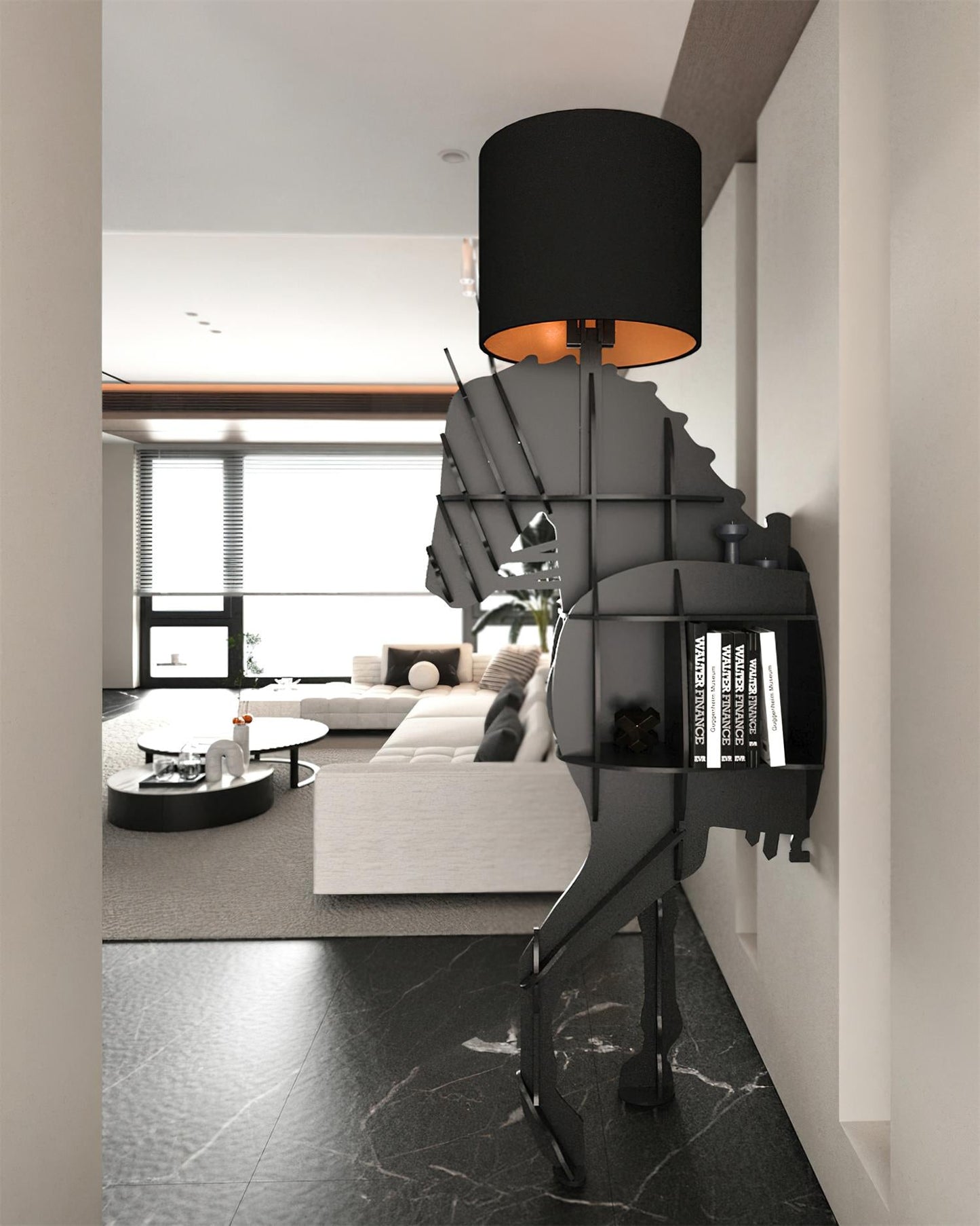 Tete Horse Floor Lamp - Black LED Indoor Decorative Light