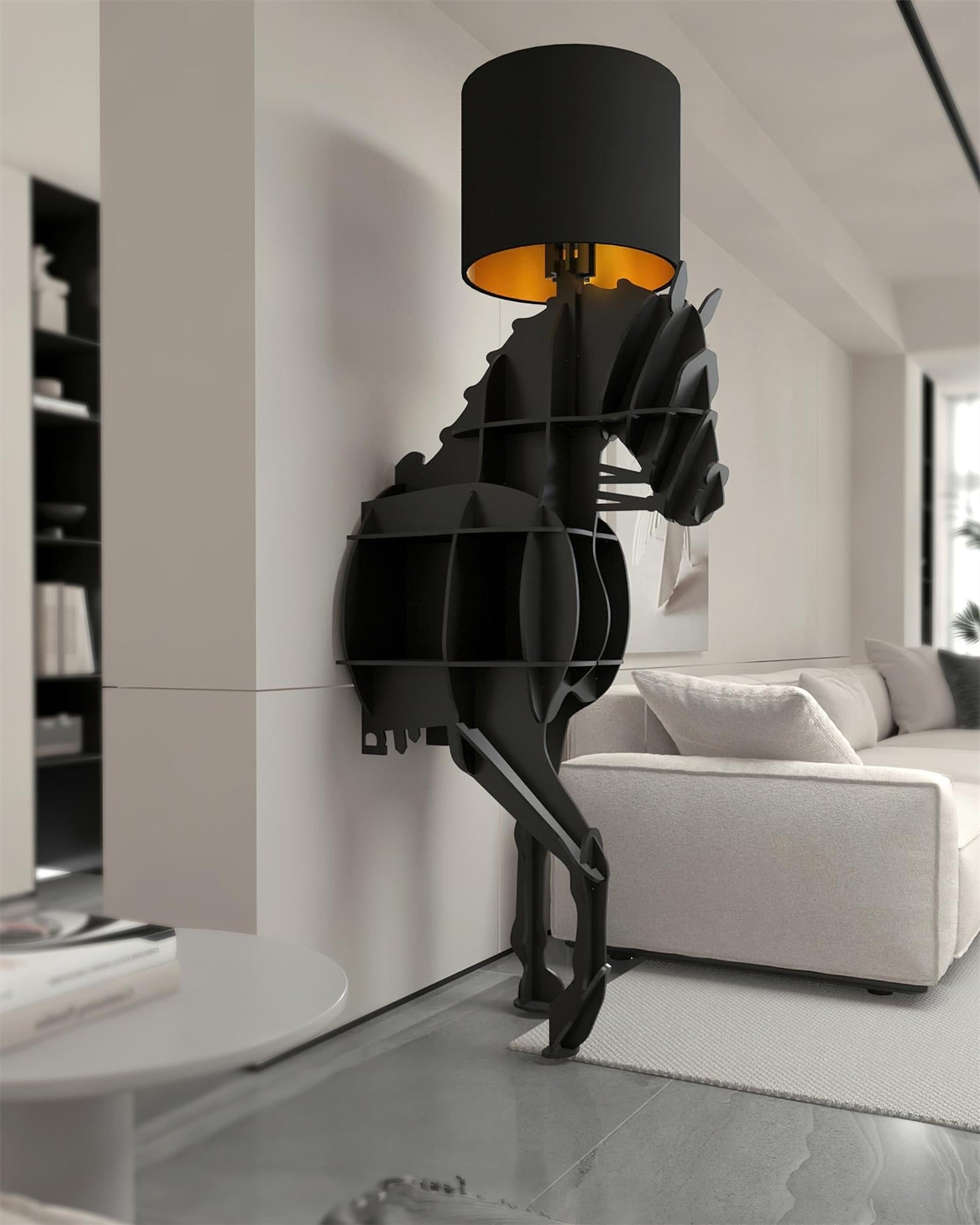 Tete Horse Floor Lamp - Black LED Indoor Decorative Light