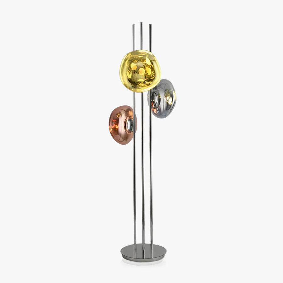 Three Lava Glass Floor Lamp with Chrome Frame and LED