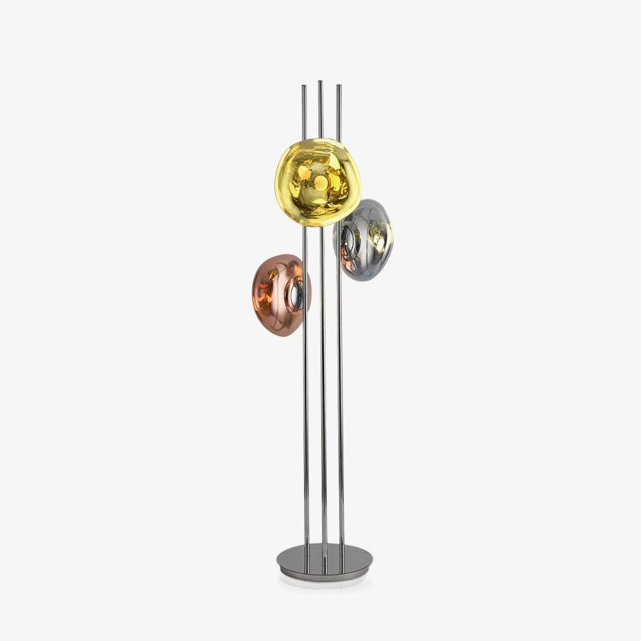 Three Lava Glass Floor Lamp with Chrome Frame and LED