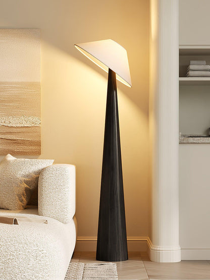 Tilt Hat Wooden Floor Lamp with LED Shade - Indoor Lighting