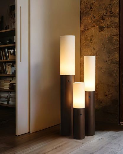Timber Column Floor Lamp with Integrated LED - Modern Design