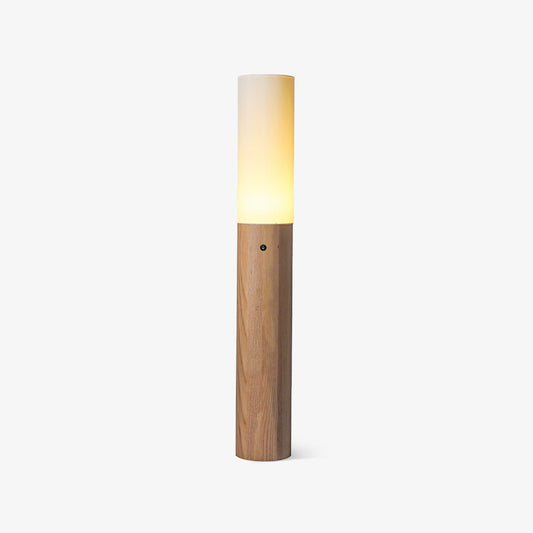 Timber Column Floor Lamp with Integrated LED - Modern Design