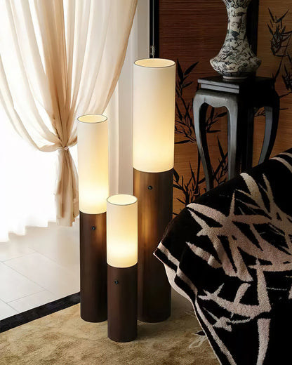 Timber Column Floor Lamp with Integrated LED - Modern Design