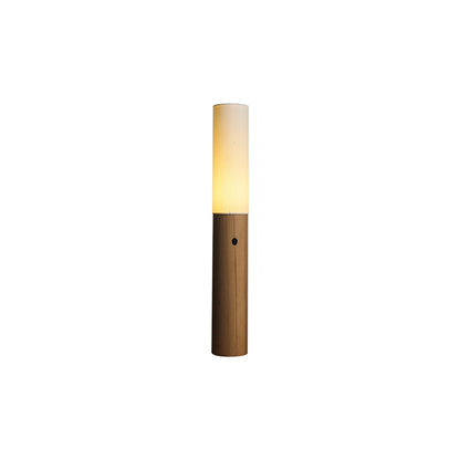 Timber Column Floor Lamp with Integrated LED - Modern Design