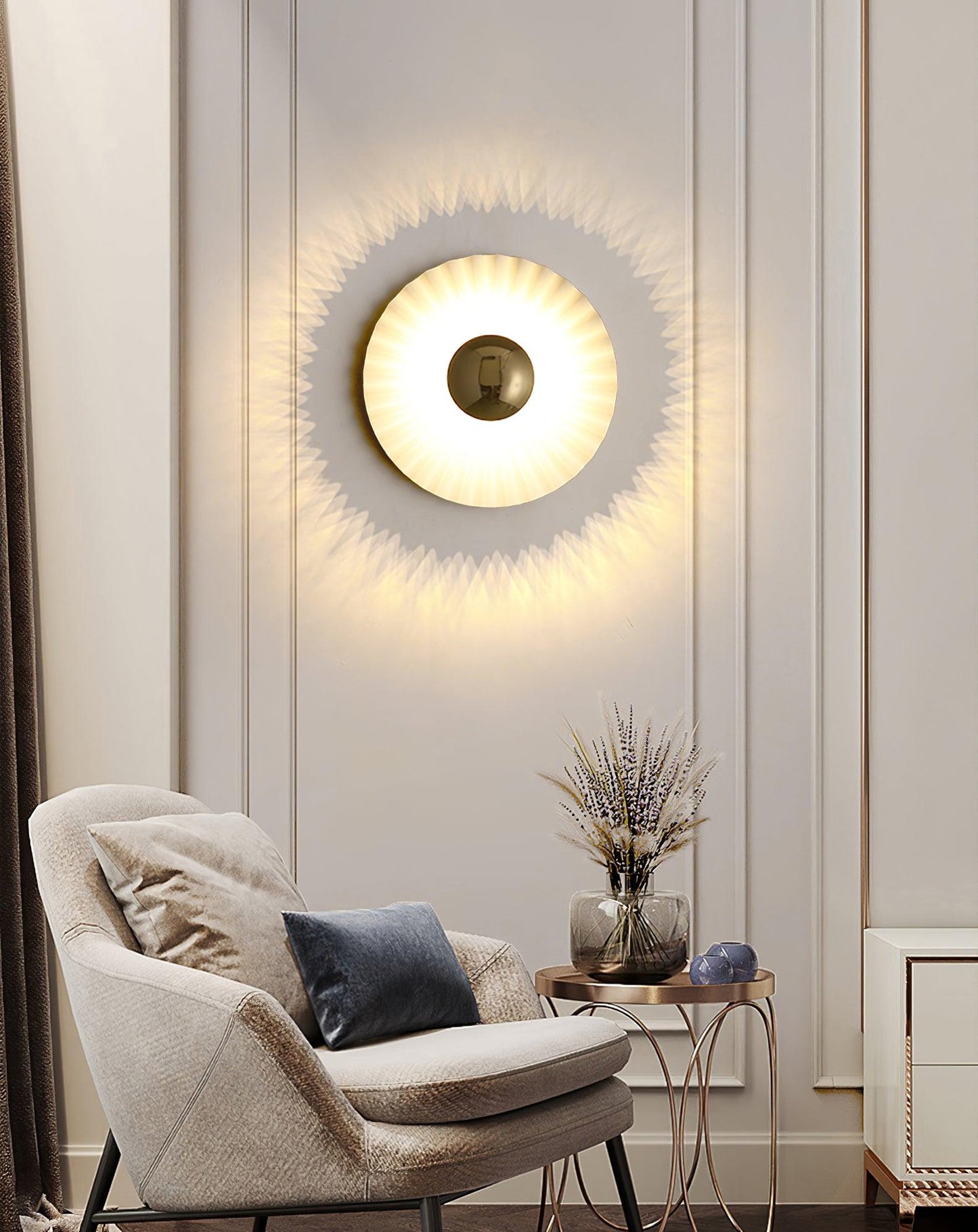 Tinsley Flush Wall Lamp - Elegant LED Design, White & Gold