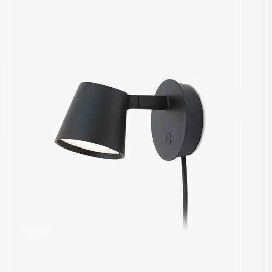 Tip Plug-In Wall Lamp with Adjustable LED Light - Black