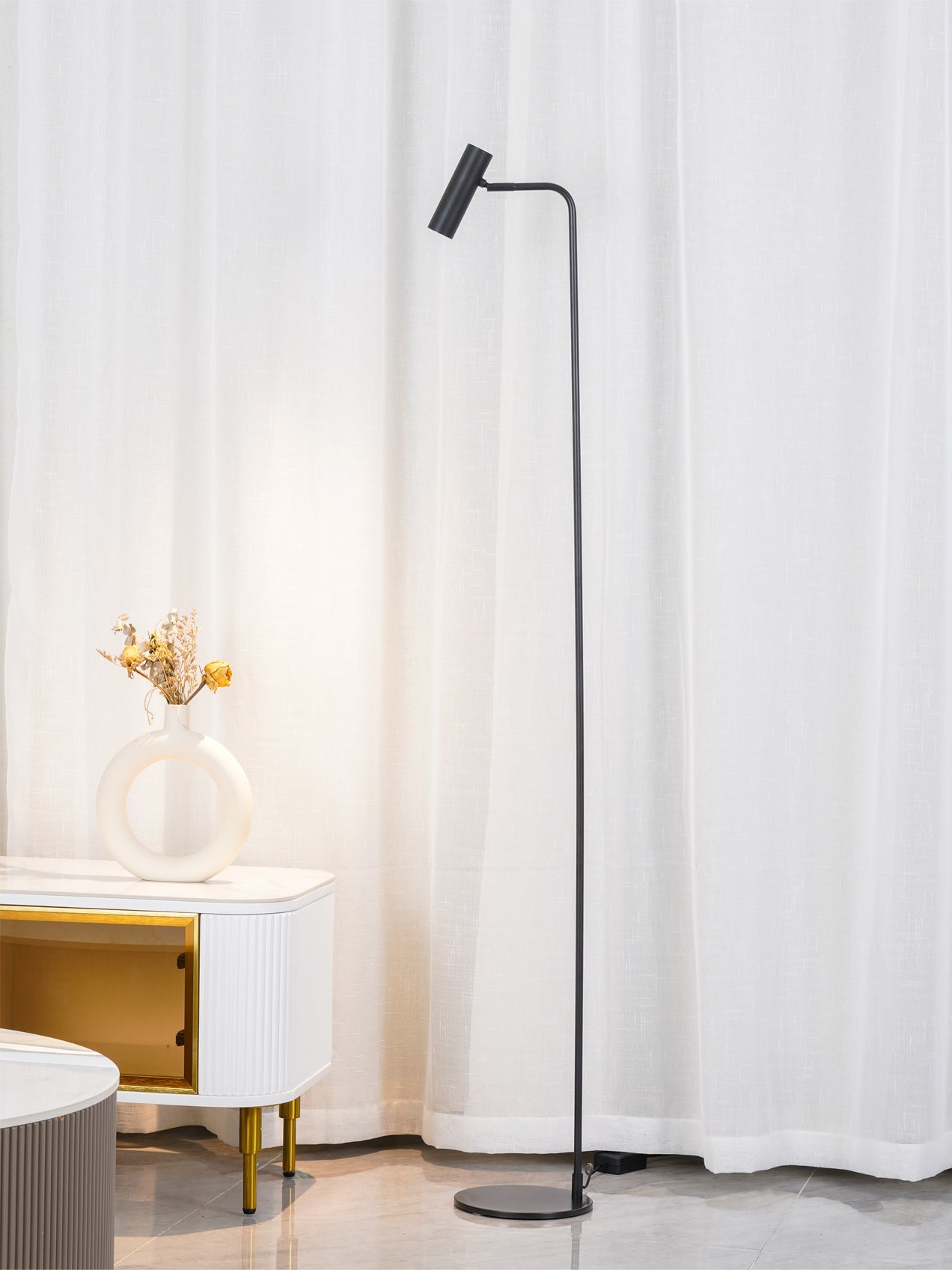 Torris Floor Lamp with Adjustable LED Light and Brass Finish